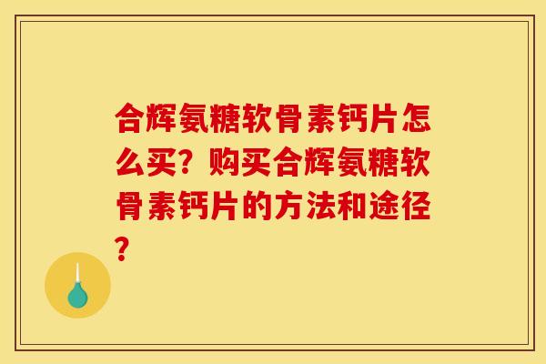 合辉氨糖软骨素钙片怎么买?购买合辉氨糖软骨素钙片的方法和途径? 合辉氨糖软骨素钙片怎么买?购买合辉氨糖软骨素钙片的方法和途径?