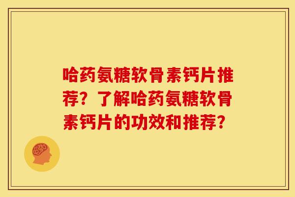 哈药氨糖软骨素钙片推荐？了解哈药氨糖软骨素钙片的功效和推荐？