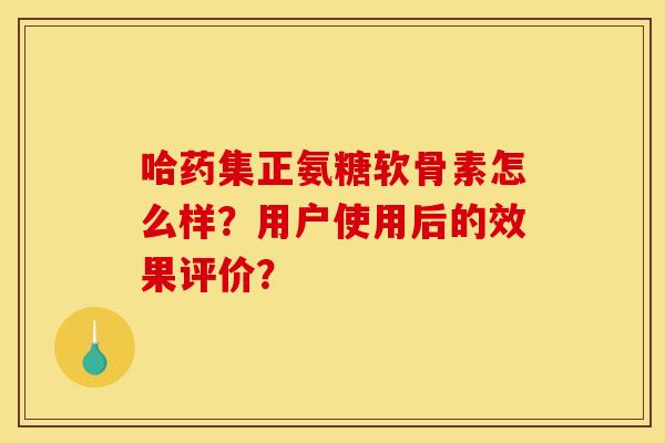 哈药集正氨糖软骨素怎么样？用户使用后的效果评价？