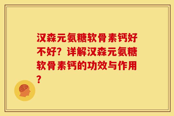 汉森元氨糖软骨素钙好不好？详解汉森元氨糖软骨素钙的功效与作用？