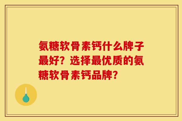 氨糖软骨素钙什么牌子好？选择优质的氨糖软骨素钙品牌？