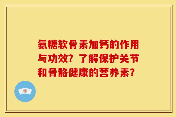 氨糖软骨素加钙的作用与功效？了解保护关节和骨骼健康的营养素？