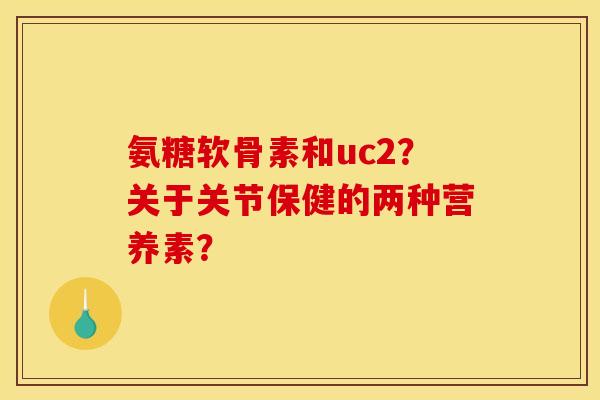 氨糖软骨素和uc2？关于关节保健的两种营养素？
