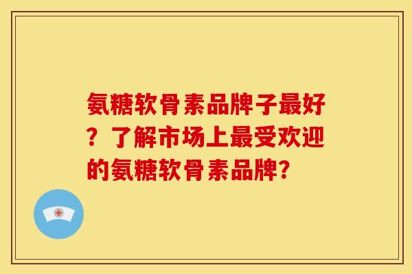 氨糖软骨素品牌子最好？了解市场上最受欢迎的氨糖软骨素品牌？