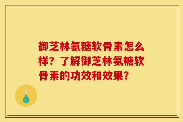 御芝林氨糖软骨素怎么样？了解御芝林氨糖软骨素的功效和效果？