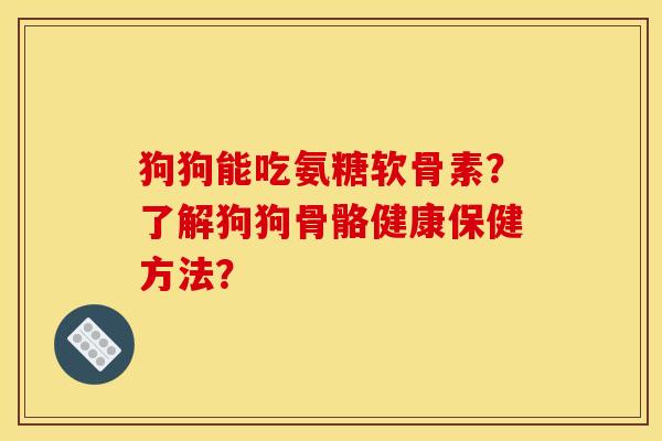 狗狗能吃氨糖软骨素？了解狗狗骨骼健康保健方法？