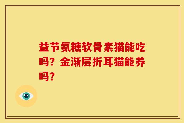 益节氨糖软骨素猫能吃吗？金渐层折耳猫能养吗？