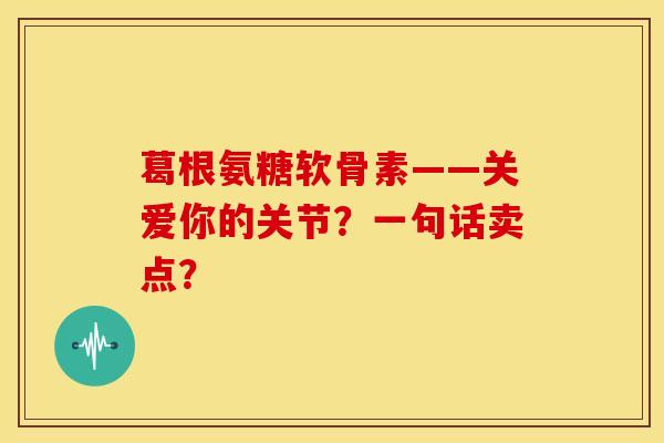 葛根氨糖软骨素——关爱你的关节？一句话卖点？