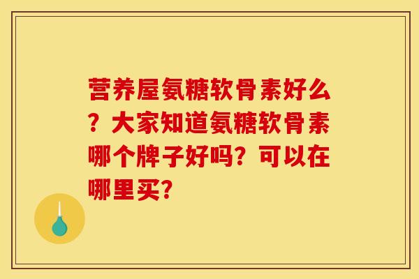 营养屋氨糖软骨素好么？大家知道氨糖软骨素哪个牌子好吗？可以在哪里买？