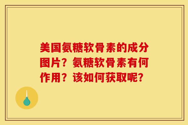 美国氨糖软骨素的成分图片？氨糖软骨素有何作用？该如何获取呢？