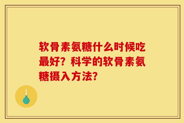 软骨素氨糖什么时候吃最好？科学的软骨素氨糖摄入方法？