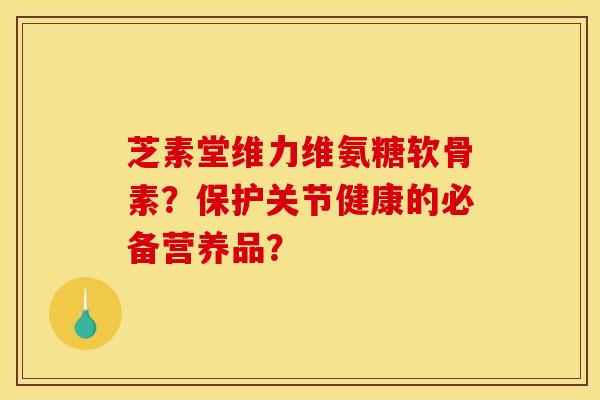 芝素堂维力维氨糖软骨素？保护关节健康的必备营养品？