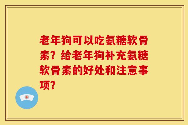 老年狗可以吃氨糖软骨素？给老年狗补充氨糖软骨素的好处和注意事项？