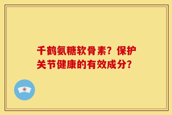 千鹤氨糖软骨素？保护关节健康的有效成分？