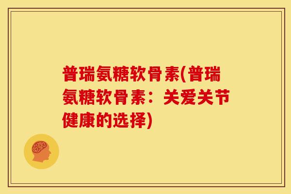 普瑞氨糖软骨素(普瑞氨糖软骨素：关爱关节健康的选择)