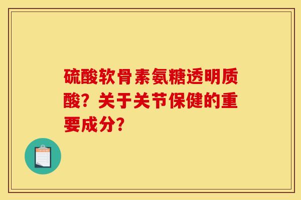 硫酸软骨素氨糖透明质酸？关于关节保健的重要成分？