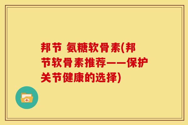 邦节 氨糖软骨素(邦节软骨素推荐——保护关节健康的选择)