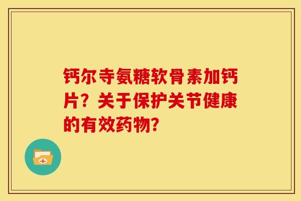 钙尔寺氨糖软骨素加钙片？关于保护关节健康的有效药物？