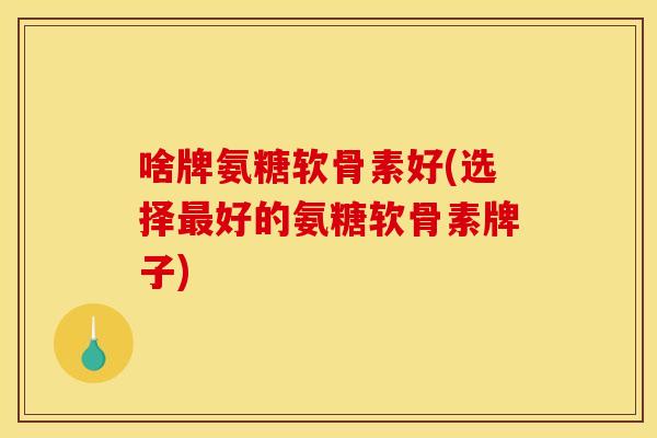 啥牌氨糖软骨素好(选择最好的氨糖软骨素牌子)