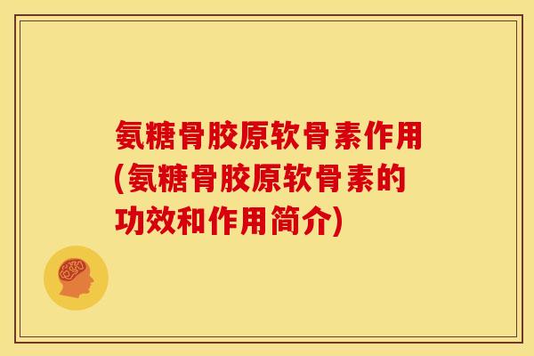 氨糖骨胶原软骨素作用(氨糖骨胶原软骨素的功效和作用简介)