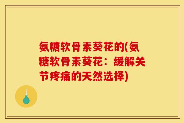 氨糖软骨素葵花的(氨糖软骨素葵花：缓解关节疼痛的天然选择)