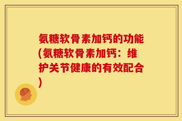 氨糖软骨素加钙的功能(氨糖软骨素加钙:维护关节健康的有效配合) 氨糖软骨素加钙的功能(氨糖软骨素加钙:维护关节健康的有效配合)