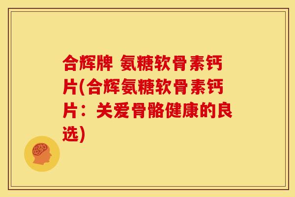 合辉牌 氨糖软骨素钙片(合辉氨糖软骨素钙片：关爱骨骼健康的良选)