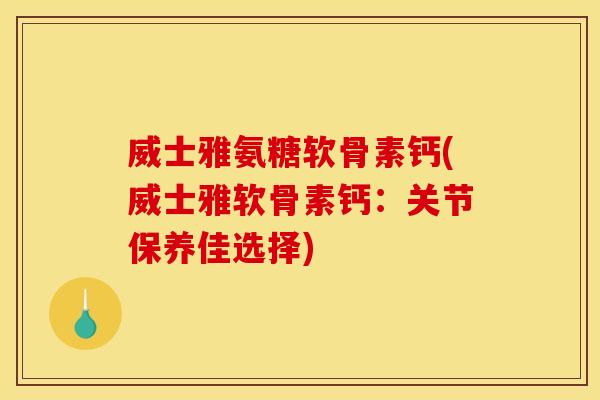 威士雅氨糖软骨素钙(威士雅软骨素钙：关节保养佳选择)