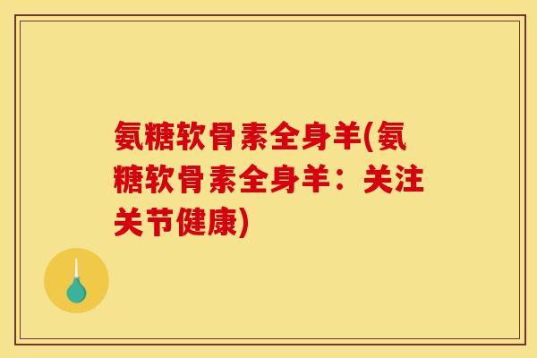 氨糖软骨素全身羊(氨糖软骨素全身羊：关注关节健康)