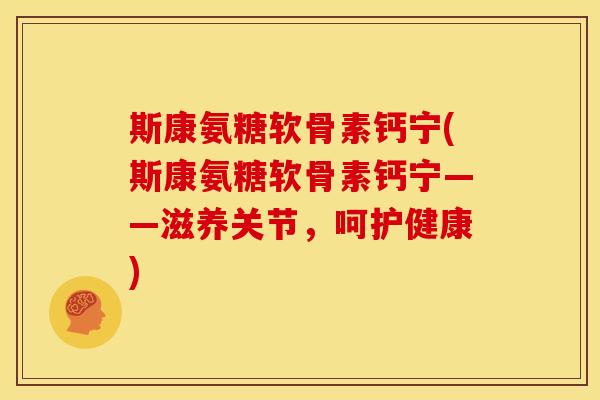 斯康氨糖软骨素钙宁(斯康氨糖软骨素钙宁——滋养关节，呵护健康)