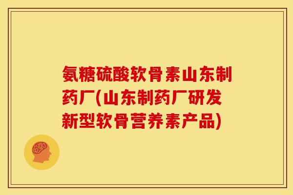 氨糖硫酸软骨素山东制药厂(山东制药厂研发新型软骨营养素产品)