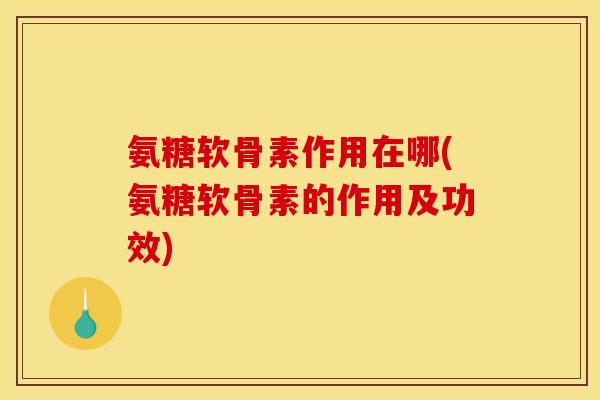 氨糖软骨素作用在哪(氨糖软骨素的作用及功效)