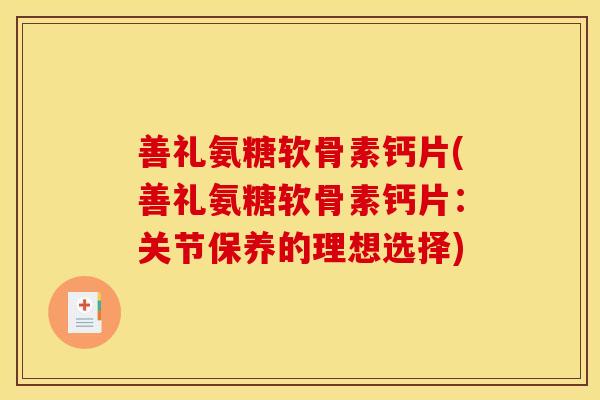 善礼氨糖软骨素钙片(善礼氨糖软骨素钙片：关节保养的理想选择)