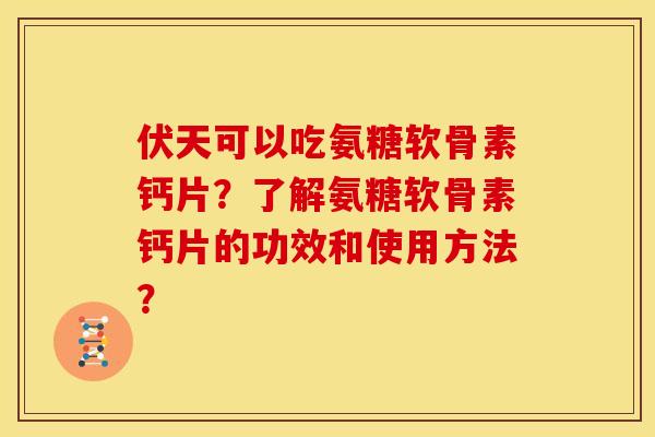 伏天可以吃氨糖软骨素钙片？了解氨糖软骨素钙片的功效和使用方法？