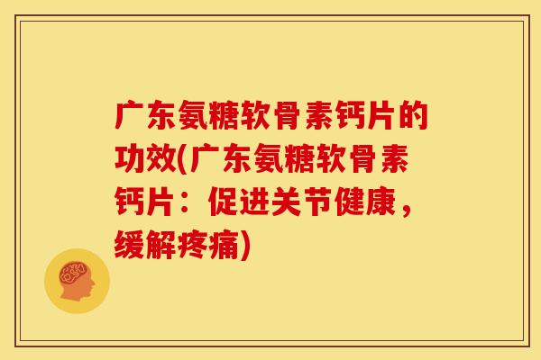 广东氨糖软骨素钙片的功效(广东氨糖软骨素钙片：促进关节健康，缓解疼痛)