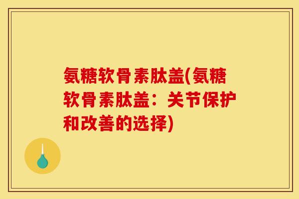 氨糖软骨素肽盖(氨糖软骨素肽盖：关节保护和改善的选择)