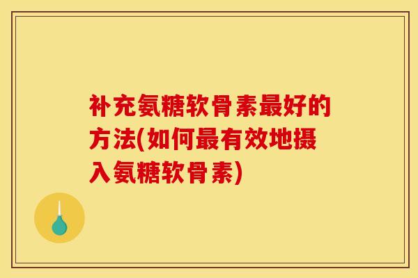补充氨糖软骨素最好的方法(如何最有效地摄入氨糖软骨素)