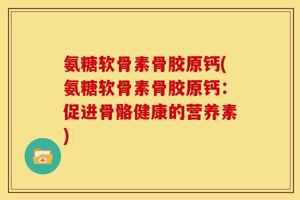氨糖软骨素骨胶原钙(氨糖软骨素骨胶原钙：促进骨骼健康的营养素)