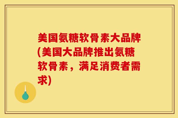 美国氨糖软骨素大品牌(美国大品牌推出氨糖软骨素，满足消费者需求)