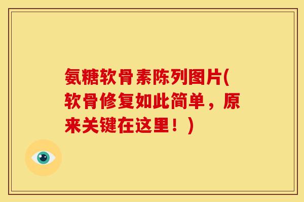 氨糖软骨素陈列图片(软骨修复如此简单,原来关键在这里!) 氨糖软骨素陈列图片(软骨修复如此简单,原来关键在这里!)