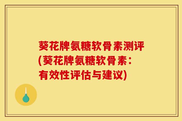 葵花牌氨糖软骨素测评(葵花牌氨糖软骨素：有效性评估与建议)