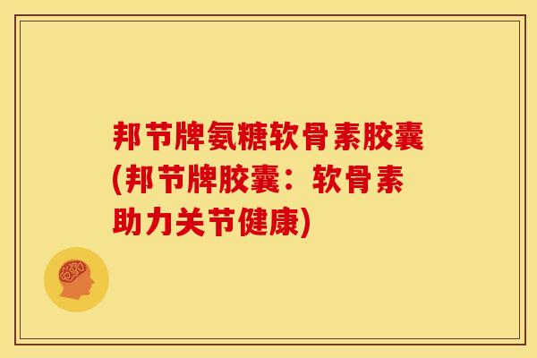 邦节牌氨糖软骨素胶囊(邦节牌胶囊：软骨素助力关节健康)