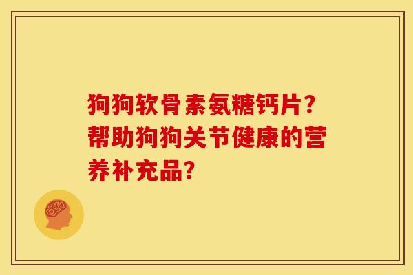 狗狗软骨素氨糖钙片？帮助狗狗关节健康的营养补充品？