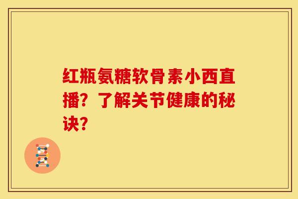红瓶氨糖软骨素小西直播?了解关节健康的秘诀? 红瓶氨糖软骨素小西直播?了解关节健康的秘诀?