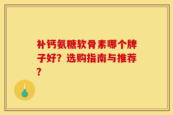 补钙氨糖软骨素哪个牌子好？选购指南与推荐？