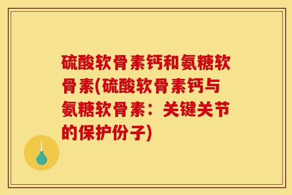 硫酸软骨素钙和氨糖软骨素(硫酸软骨素钙与氨糖软骨素:关键关节的保护份子) 硫酸软骨素钙和氨糖软骨素(硫酸软骨素钙与氨糖软骨素:关键关节的保护份子)