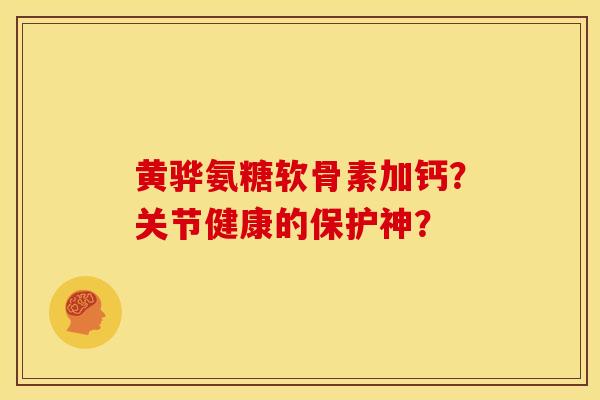 黄骅氨糖软骨素加钙？关节健康的保护神？