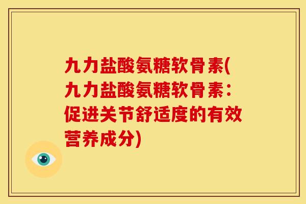 九力盐酸氨糖软骨素(九力盐酸氨糖软骨素：促进关节舒适度的有效营养成分)
