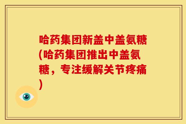 哈药集团新盖中盖氨糖(哈药集团推出中盖氨糖,专注缓解关节) 哈药集团新盖中盖氨糖(哈药集团推出中盖氨糖,专注缓解关节)