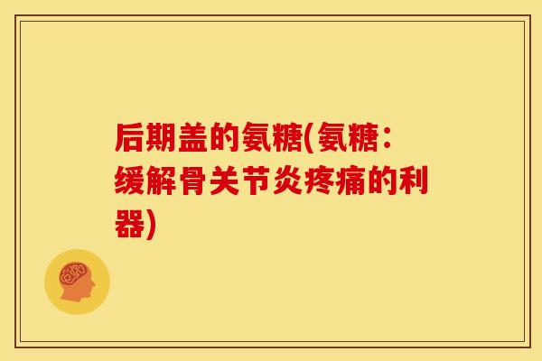 后期盖的氨糖(氨糖:缓解骨的利器) 后期盖的氨糖(氨糖:缓解骨的利器)